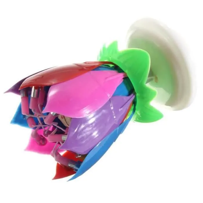 RY16752-U Bougie Anniversaire Fleur Musical Lotus Rotatif Soireé Gâteau Mariage multicolore-1