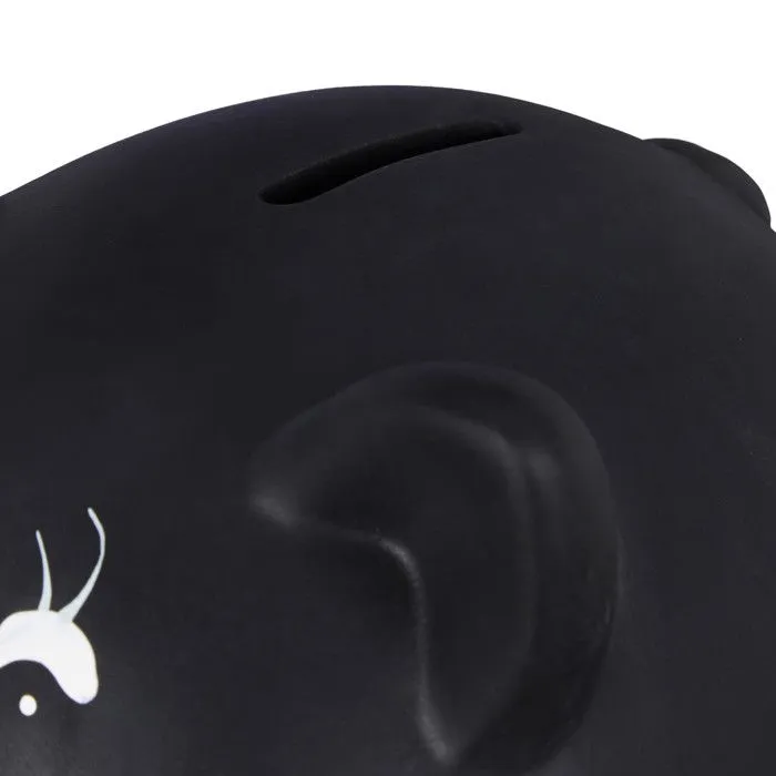 Relaxdays Tirelire cochon, ardoise, personnalisable, céramique, mariage, anniversaire, baptême, HxLxP 14x17x13 cm, noir-4