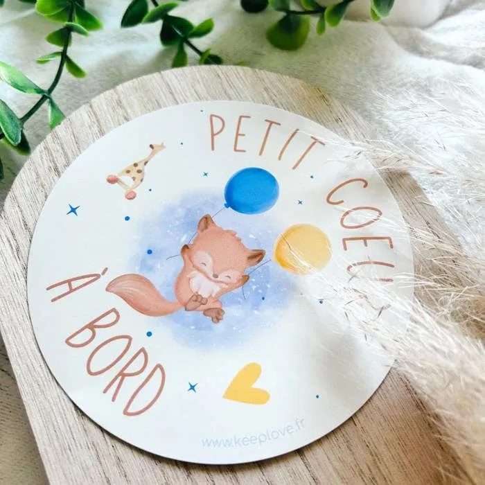Autocollant Bébé à Bord Voiture, Petit Coeur à Bord, Garçon Fille Mixte, Waterproof Résistant Pluie et Soleil (12,5cm de diamètre)-1