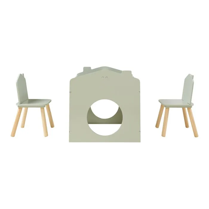 Ensemble de table de dessin et 2 chaises pour enfants Romso vert menthe-4