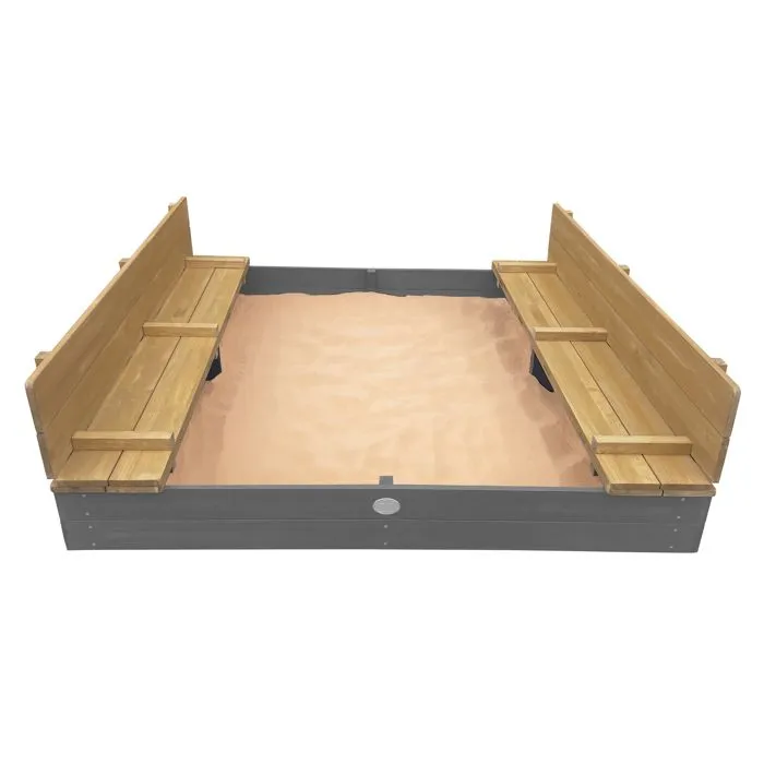 AXI Ella XXL Bac à Sable Enfant Gris & Marron | Bac à Sable pour Enfants en Bois FSC avec Couvercle & Banc | 150 x 150 cm-3
