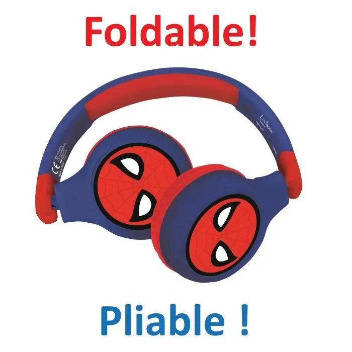 SPIDER-MAN - Casque 2 en 1 Bluetooth® - Filaire confortable et pliable pour enfants avec limitation de son - LEXIBOOK-2