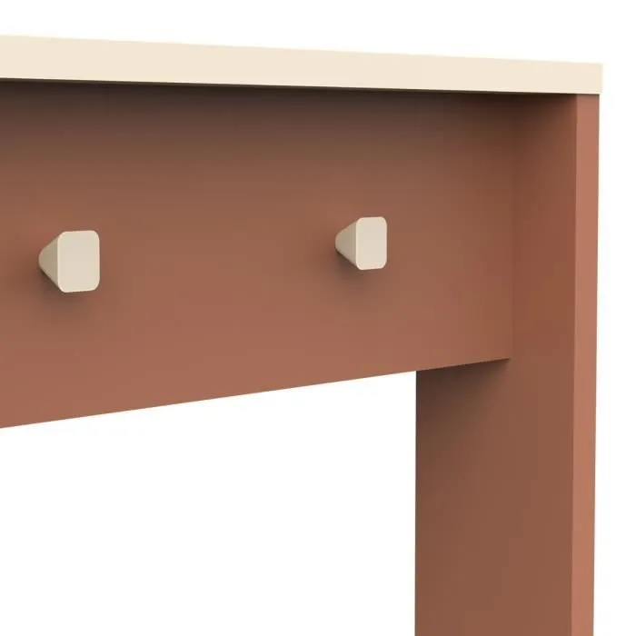 Bureau 1 porte ouvrante, 1 tiroir et 2 niches L120 cm - 120 cm X 59,8 cm X 76,5 cm - CAMILLIA - Terracota / Beige / Chêne-3