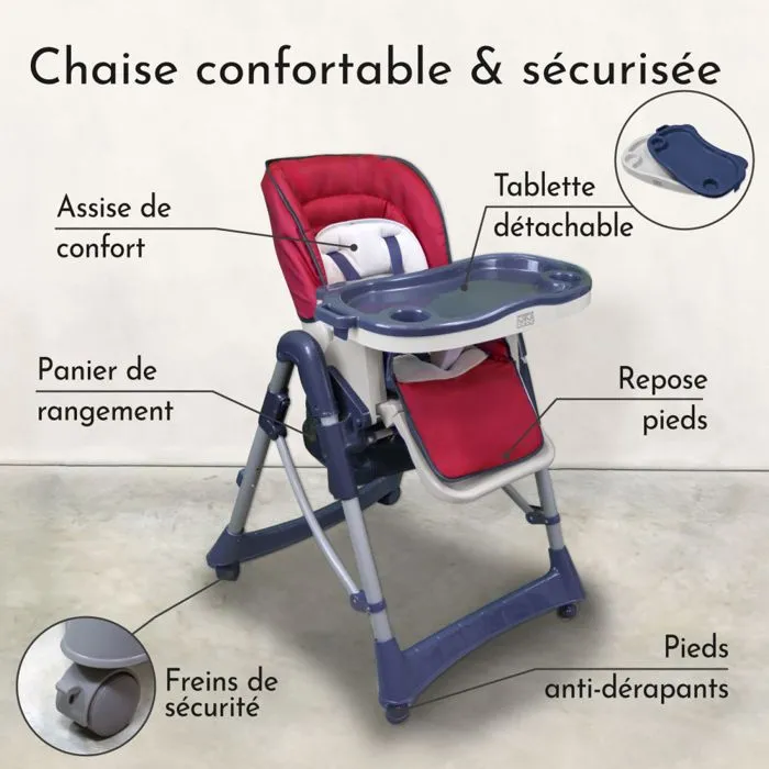 Chaise haute bébé pliable réglable hauteur dossier tablette - Ptit - Lou - Monsieur Bébé-2