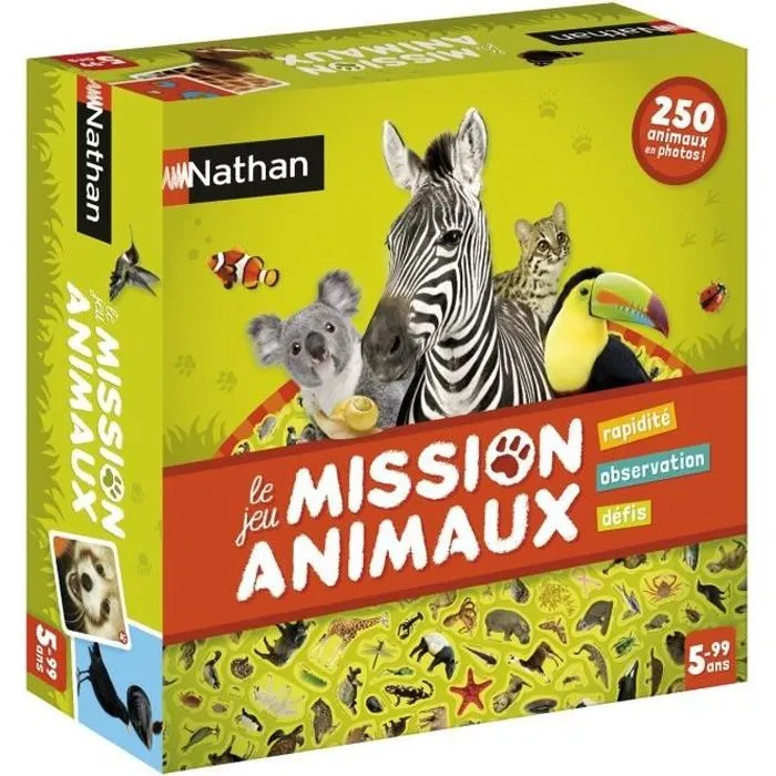 Jeu de Société - NATHAN - Mission Animaux - Observation et Rapidité - 250 Photos Réelles-0