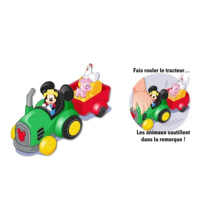 Mickey, Tracteur et remorque avec 1 figurine 7,5 cm articulée et des accessoires, Jouet pour enfants dès 3 ans, MCC05-1
