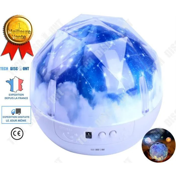 TD® veilleuse projecteur enfant bebe lumineuse plafond etoiles planetes projection fille gargon Led de nuit automatique eclairage-0