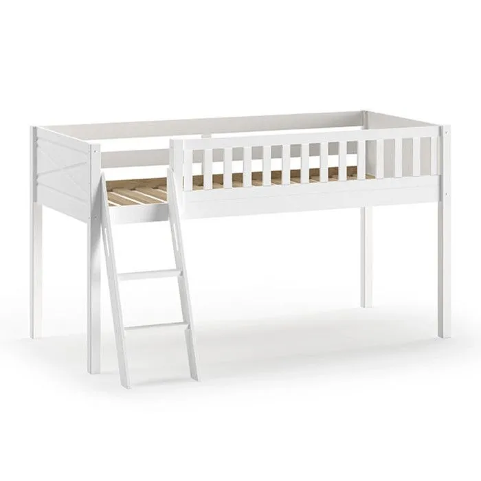 Lit Mezzanine Scott avec Rideau Princess Sophie - Vipack - Blanc - Enfant - Bois massif-1