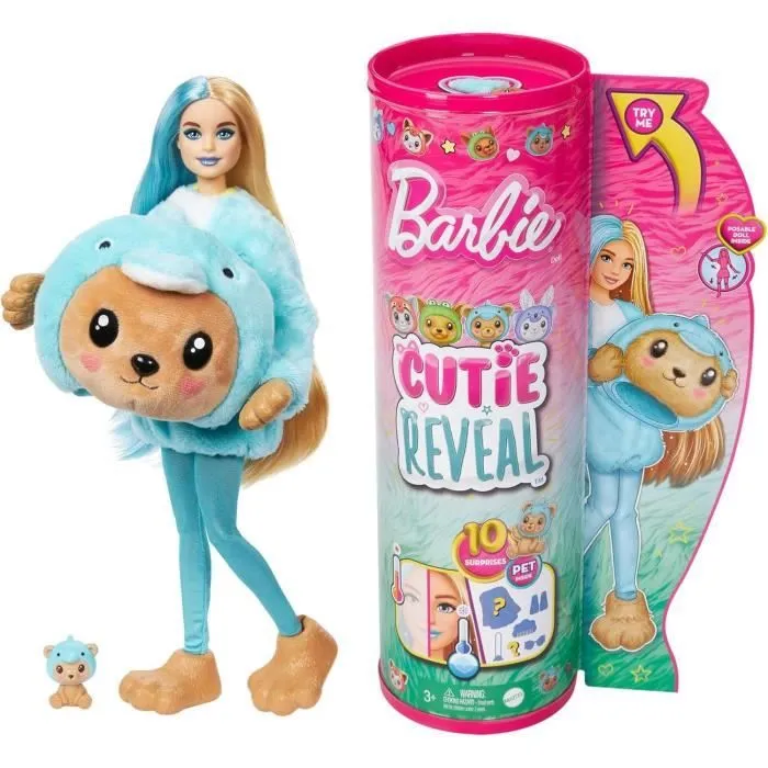 Barbie-Cutie Reveal-Poupée sur le thème des costumes, ourson dauphin HRK25-0
