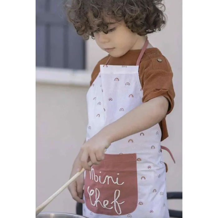 Tablier de cuisine en coton enduit "Mini Chef" imp. arc-en-ciel-1
