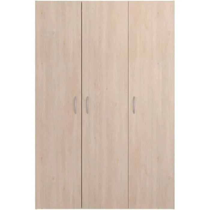 Armoire - EASY LIFE - Décor Chêne clair - 3 portes battantes - L120,2 x H180 x P49,7cm - PARISOT EASY LIFE-3