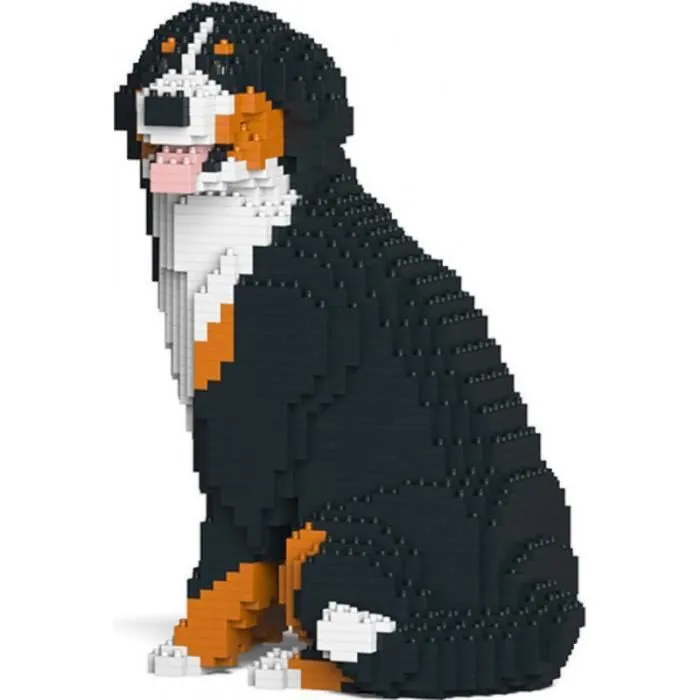 JEKCA - BLOC DE CONSTRUCTION CHIEN BOUVIER BERNOIS ASSIS QUI TOURNE LA TETE-0