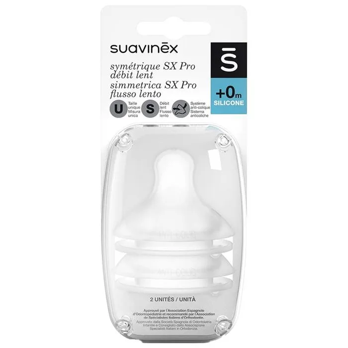 Suavinex 2 Tétines Symétriques SX Pro Débit Lent 0 Mois et +-0