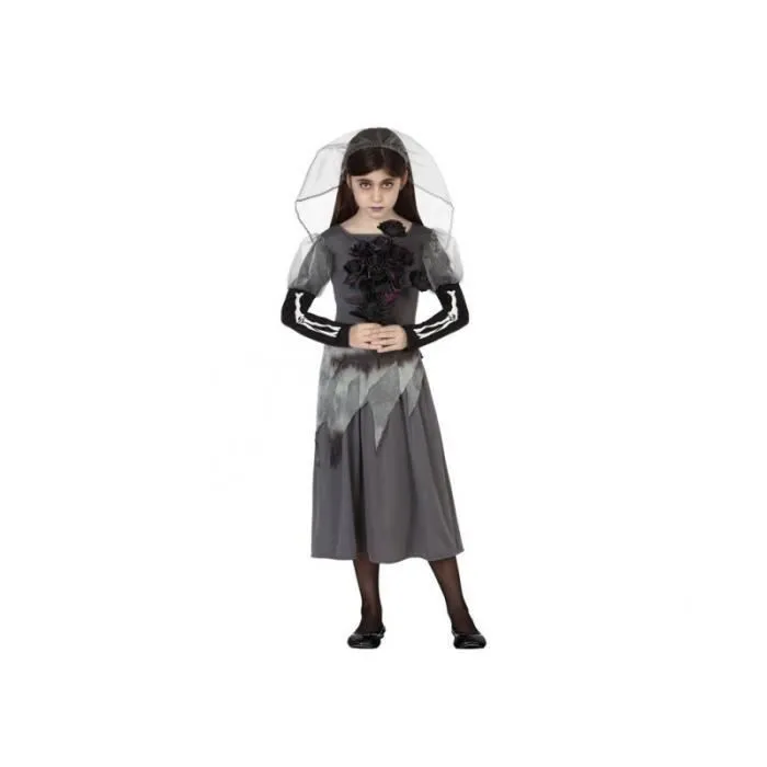Déguisement enfant AC-Déco Mariée zombie - Voile et robe effrayante - Gris-0
