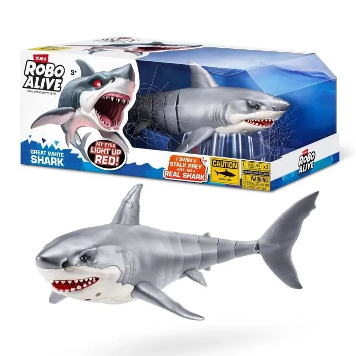 Jouet Interactif - ZURU - Shark Attack Robo Alive - Grand requin blanc avec mouvements réalistes et yeux brillants-0