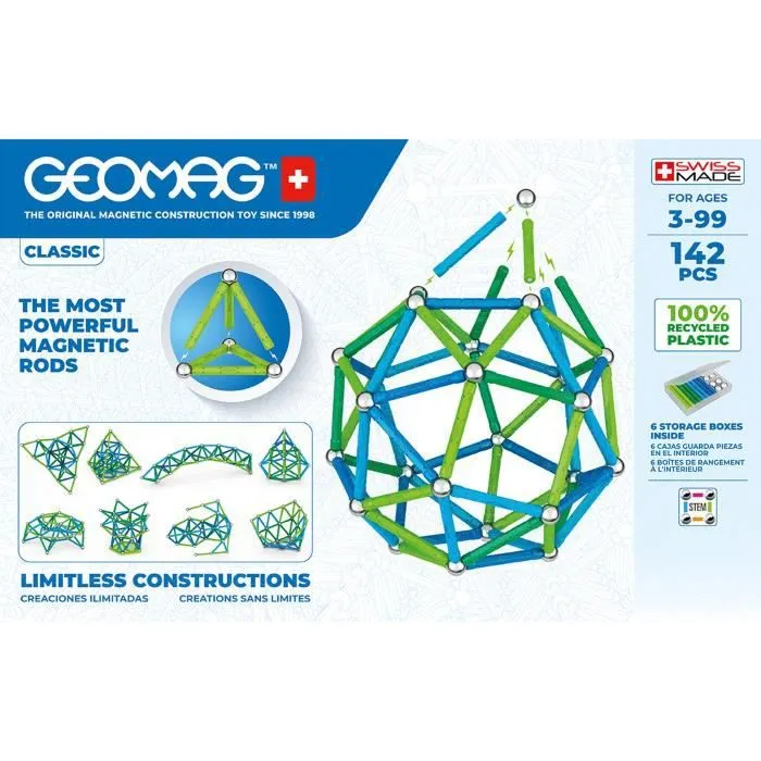 Geomag - Jeux de Construction Magnétique pour enfants - Collection Green Classic 142 pièces-0