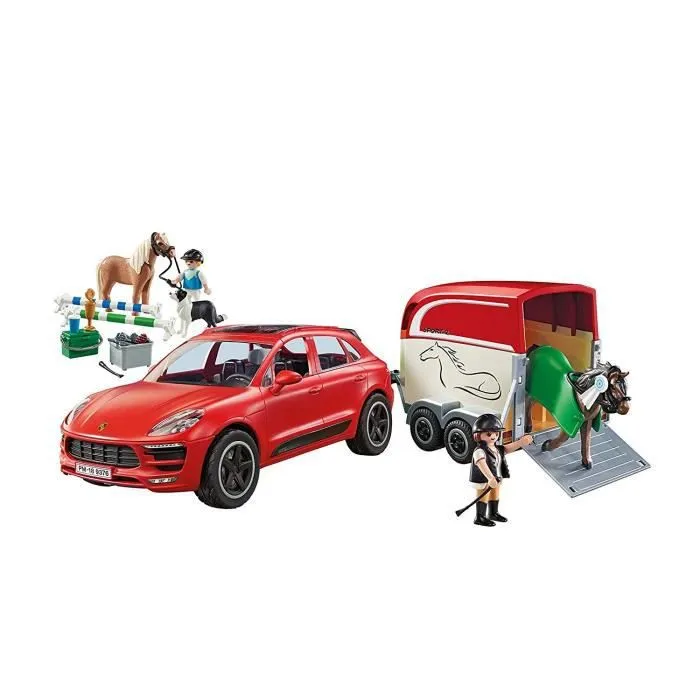 PLAYMOBIL - Porsche Macan GTS - Avec remorque pour cheval - 92 pièces - A partir de 4 ans-1
