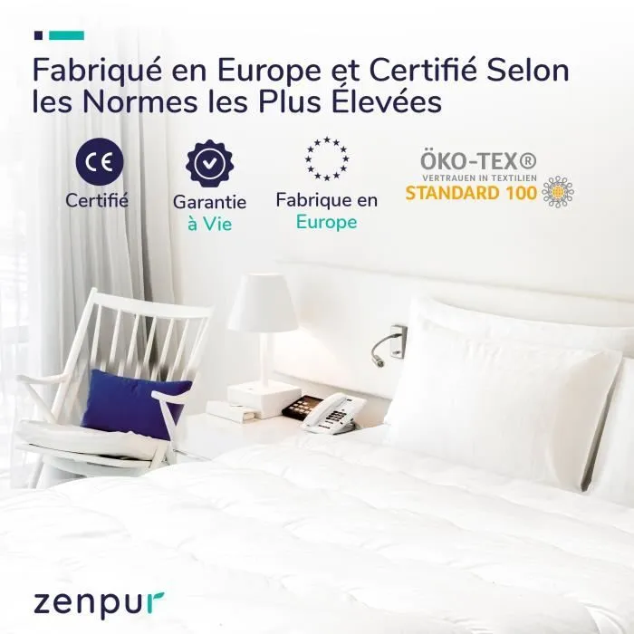 Couette 4 Saisons - ZENPUR - Microfibre - 240X220cm - 500 gr/m² - Blanc-3