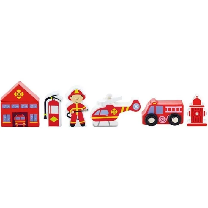 Accessoires - VIGA - Set de pompier - 6 pcs - Rouge - Pour enfants à partir de 3 ans-0