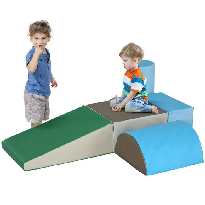5PCS Module motricité bébé HOMCOM parcours motricité bébé en mousse EPE pour enfants d'âge préscolaire, multicolore-0