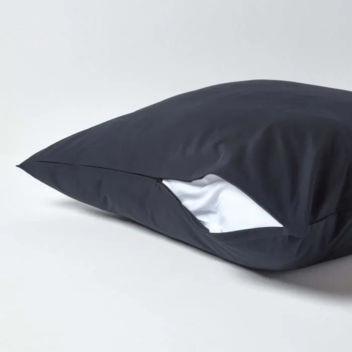 Taie d'oreiller - Homescapes - Noir - 100% coton égyptien - 200 fils - 80 x 80 cm-2