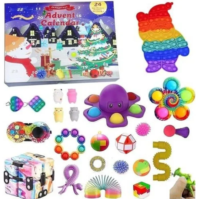 Calendrier de l'Avent - Pop It - 24pcs - Jouets Anti-stress - Noël-0