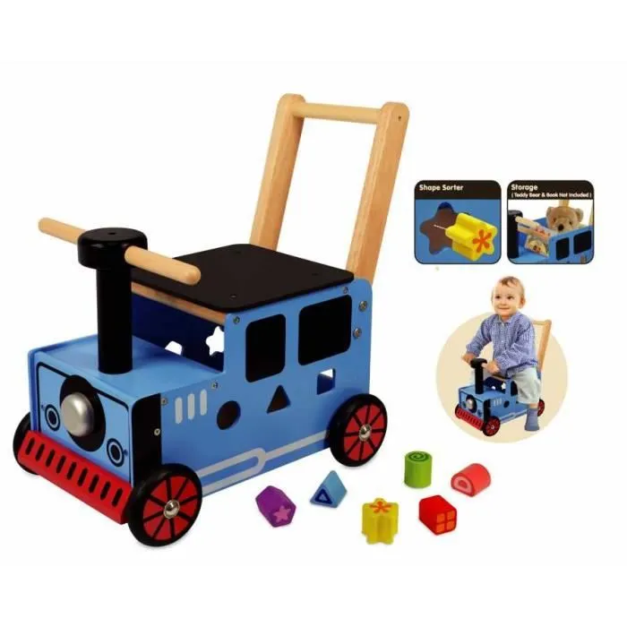 I'm toy - Porteur en bois pour bébé le petit train bleu - IM87571-3