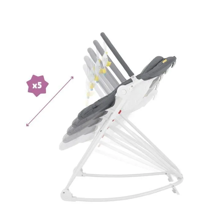 Badabulle Transat en hauteur Compact'Up, Pliage Ultra Compact, Confortable, Multipositions, Dès la naissance, Moonlight-2
