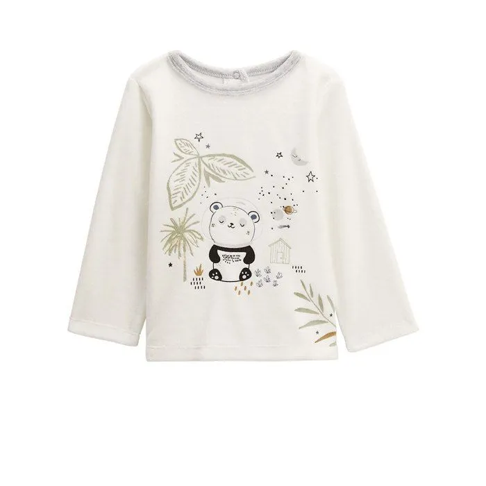 Pyjama bébé 2 pièces - Tropic Moon - Ecru/Gris - Ouverture complète au dos - Pieds antidérapants - 12 mois-1