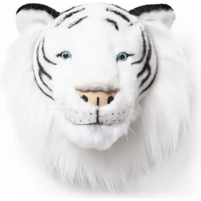 Trophée tigre blanc - Bibib - Albert - Peluche douce - Décoration chambre enfant-0