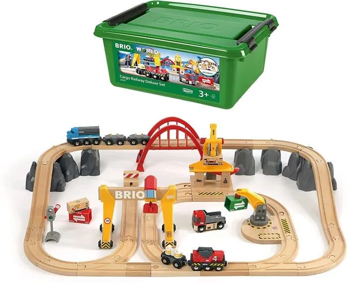 Circuit de train en bois BRIO - Grues et Chargements - Coffret complet 54 pièces - Ravensburger - Dès 3 ans-3