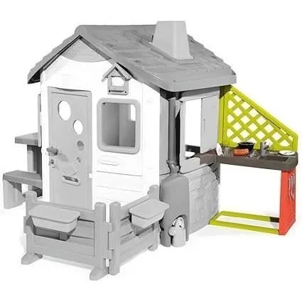 Smoby - Cuisine d'été à ajouter à une Maison Smoby - Plaque grill - Evier avec robinet - 17 accessoires - Fabriqué en France-2