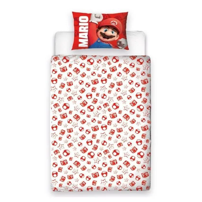 Saut Nintendo Super Mario Bros Jump Ensemble housse de couette et taie d'oreiller simple-1