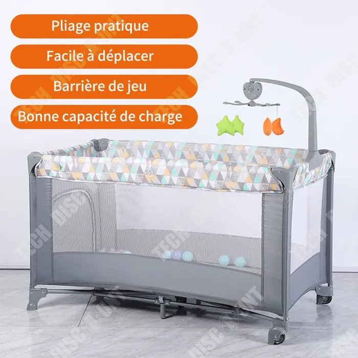 TD Lit Parapluie 125cmx65cmx72cm lit voyage léger sommier pliant lit parapluie compact 15 kg lit parapluie avec matelas lit pliable-1