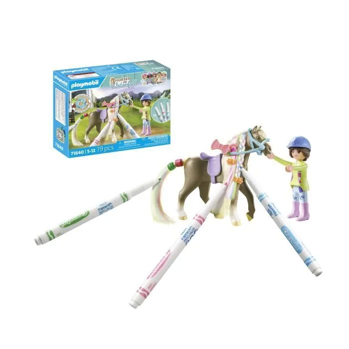 PLAYMOBIL 71640 Cavalière avec crinière de cheval à colorier, Horses of Waterfall, 19 pièces Dès 5 ans-0