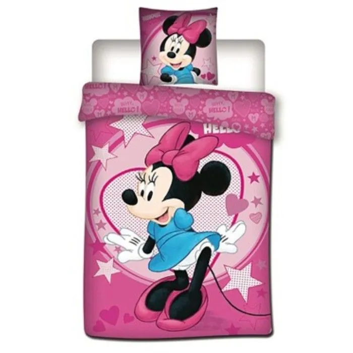 Minnie - Housse de Couette - 1-personne - 140x200 cm + 1 taie d'oreiller 63x63 cm - Rose-0