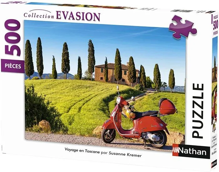 Puzzle 500 pièces - NATHAN - Voyage en Toscane - Mixte - A partir de 14 ans - Thème Voyage et cartes-1