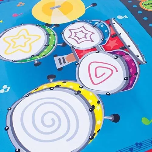 Tapis de Jeu Clavier et kit de Batterie - Global Gizmos - Twin 2 en 1 - Multicolore - Bleu - 2 bâtons de tambour-2