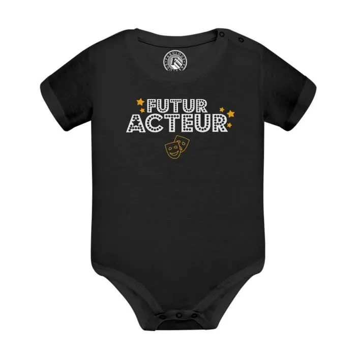 Body Bébé Manche Courte Noir Futur Acteur Métier Films Comédien-0