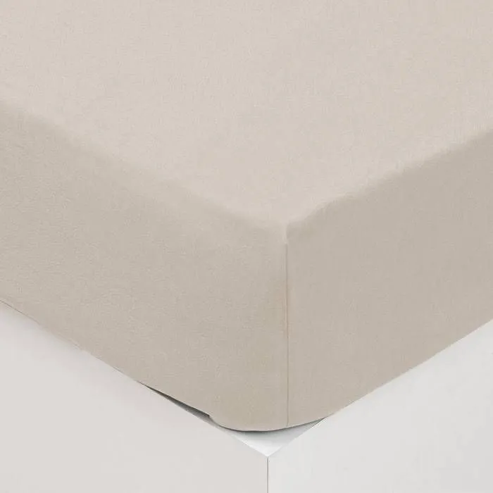Drap housse - ATMOSPHERA - Ivoire - 160 x 200 cm - Coton lavé - Hauteur bonnet 27 cm-0