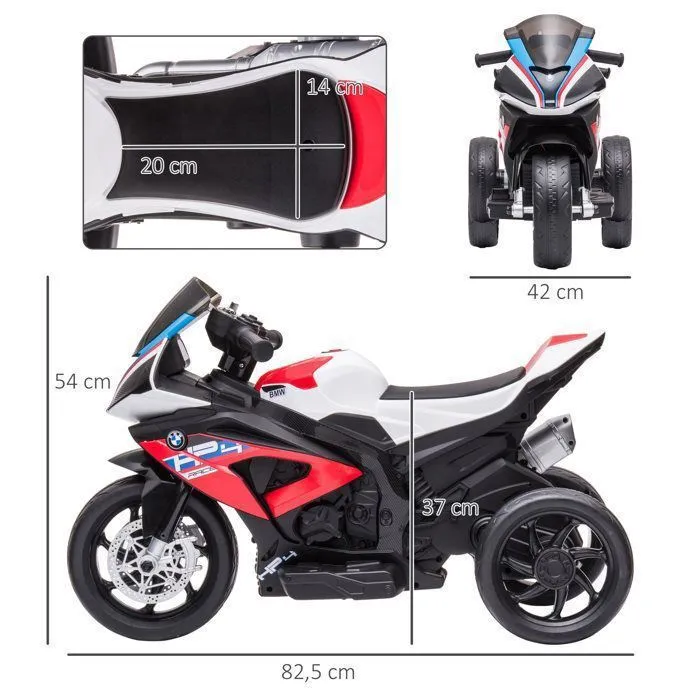Moto électrique pour enfant BMW HP4 race 3 roues 6 V 2,5 Km/h phare effets sonores rouge-2