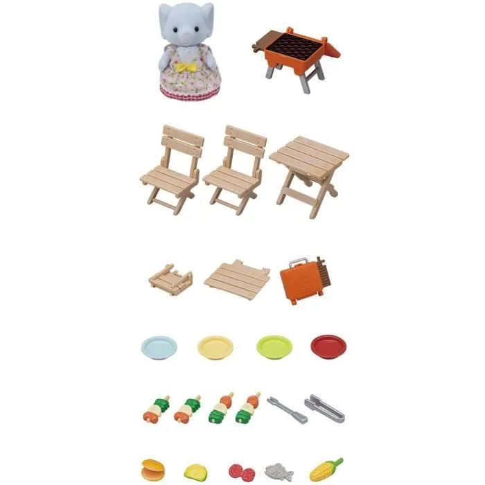 Figurine miniature - SYLVANIAN FAMILIES - La fille éléphant et son set de pique-nique-1