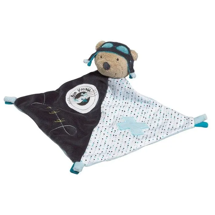 Doudou Mouchoir - SAUTHON - Lazare - Velours et Popeline - Bleu - Bébé Garçon 1 mois+-0
