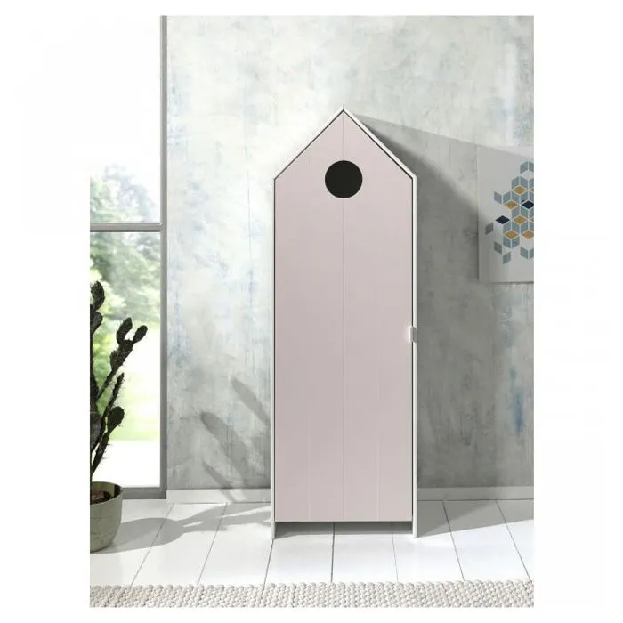 Armoire 1 porte Gris + Armoire ouverte + Armoire 1 porte Rose - Vipack CASAMI - Contemporain - Design-5