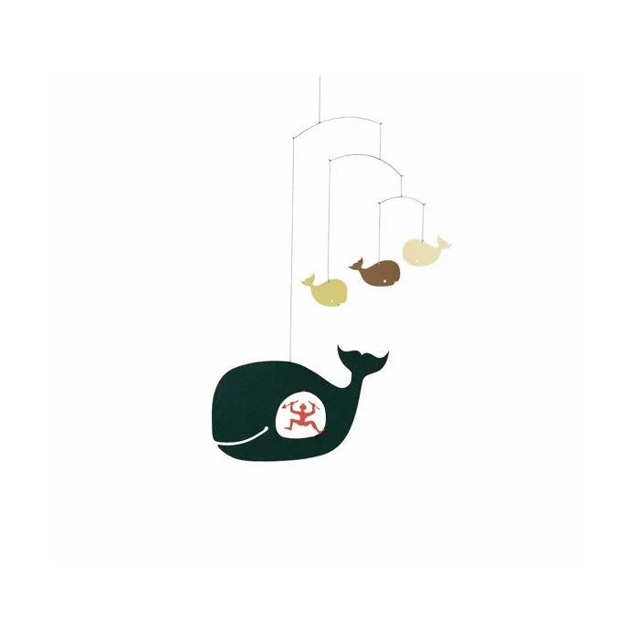 Mobile Jonas et la baleine - FLENSTED MOBILES - Mobile - Enfant - Marron - Jaune - 38x1x38cm-0