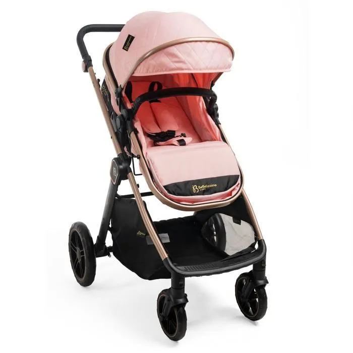 BEBELISSIMO - Poussette combinée trio 3 en 1 - siège auto 0+ IRIS – nacelle – dès la naissance – jusqu’à 22kg  - rose-3