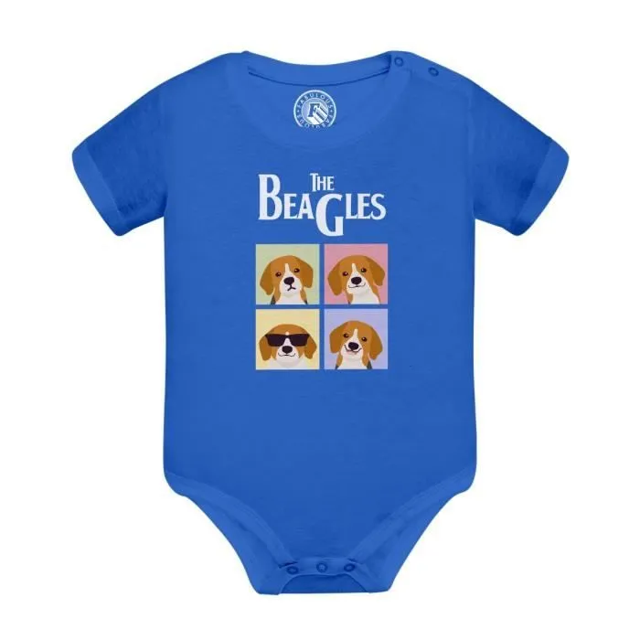Body Bébé Manche Courte Bleu The Beagles Parodie Chien Animaux de Compagnie-0