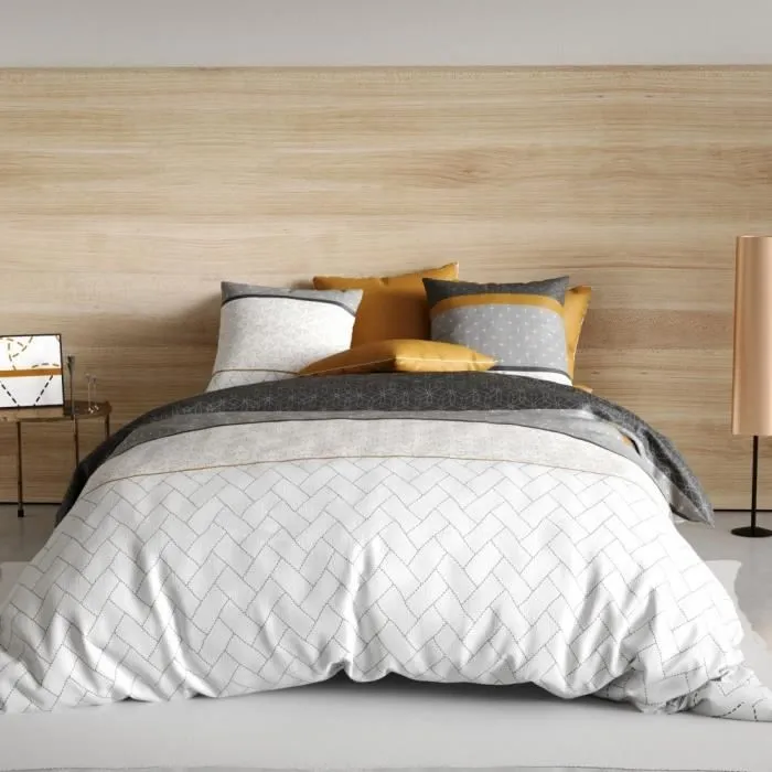 Housse de couette 220x240 cm + 2 taies d'oreiller 63x63 cm 100% Coton 57 fils Corki-0