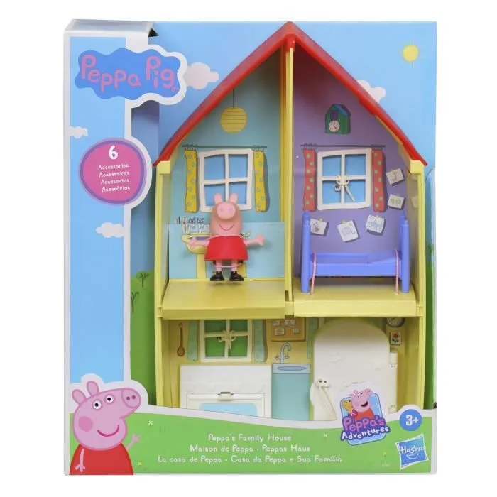 Peppa Pig La maison familiale de Peppa, Jouet pour enfants d'âge préscolaire, comprenant une figurine et 6 accessoires, dès 3 ans-6