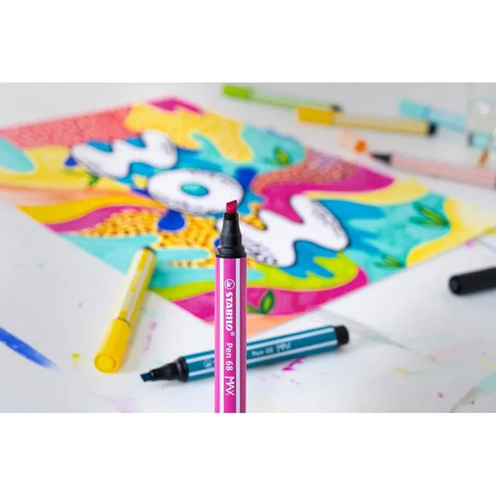 Feutres - STABILO - Pen 68 Max Arty - 18 couleurs - Pointe biseautée - Pour enfants et professionnels-3